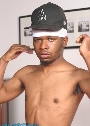 Short ebony gay dude R Devil strips and touches his huge hairy black dick
