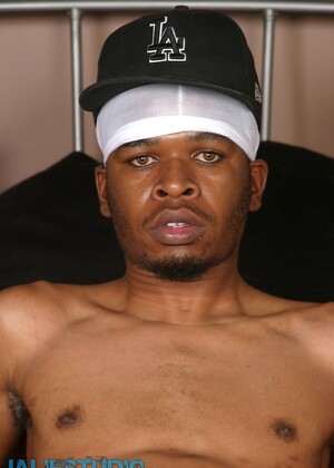 Short ebony gay dude R Devil strips and touches his huge hairy black dick