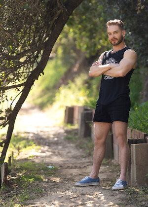 Sexy gay athlete Beck strokes dick and shows his hairy ass