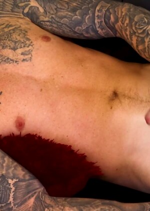 Tatted Hottie Justin Rains Showers Himself In Cum!