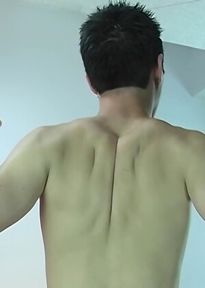 Brunette twink jerking off dick