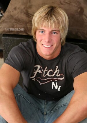 Blond jock Trey posing