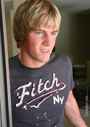 Blond jock Trey posing