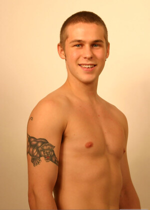 Blonde stud Jack posing butt naked with his huge dick in his hands