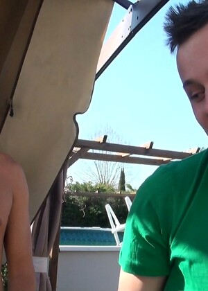 Twinks Greg Centuri & Theo Sartera engage in rough gay outdoor sex action
