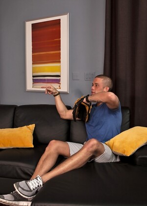 Tall gay brunette Vinny Castillo receives a great BJ from hairy Caleb Colton