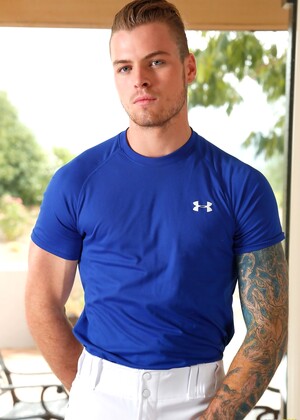Tattooed gay model Zane Porter gets analized on the dining table by Mark Long