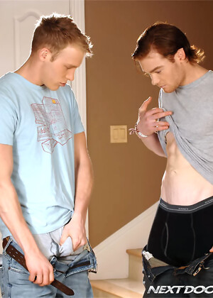 Horny gays James Jamesson and David Stone show their dicks and pose