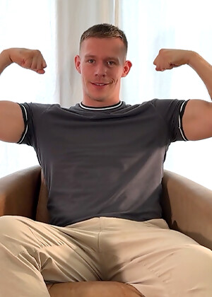 Young Muscular Rugby Hunk Shows off his Big Muscles & Massive Rock Hard Uncut Cock & Cums!