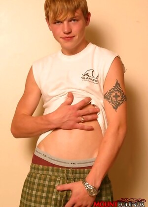 Blond twink with milky white bubble but and beautiful cock.