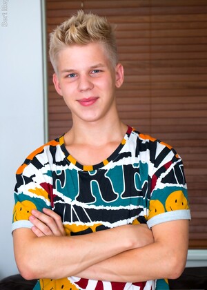 Blond boy's first time on video