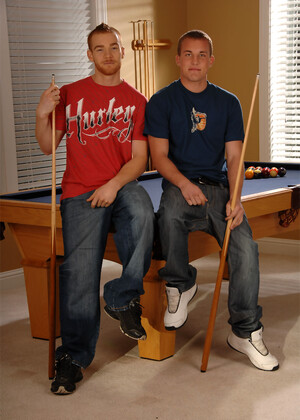 Horny gays James Jamesson and Alex Andrews fuck each other on a billiard table