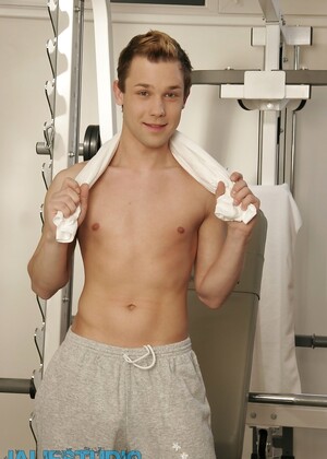 Feminine gay French boy Felix Lacroix strips at the gym & shows his ass & dick