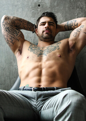 Athletic men Diego Sans & Ryan Bones bareback each other with shades drawn